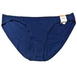 Jenni Intimates Navy Blue Lace Trim Bikini Panty Cotton Underwear Plus Size XXXL